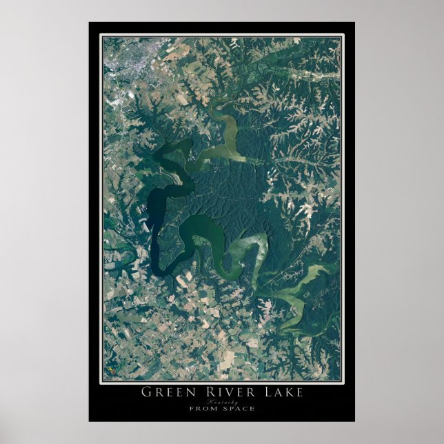Póster Green River Lake Kentucky Satellite Poster Map (Frente)