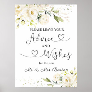 Póster Green Roses Blancos Foliage Advice & Well Wies