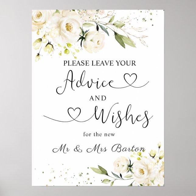 Póster Green Roses Blancos Foliage Advice & Well Wies (Frente)