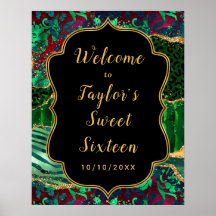 Green Safari Agate Sweet 16 Welcome
