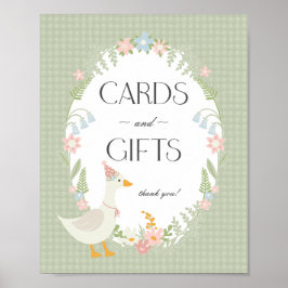 Póster Green Silly Goose Floral Gingham Cards and Gifts