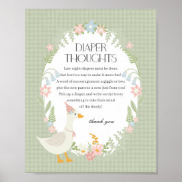 Póster Green Silly Goose Floral Gingham Diaper Thoughts