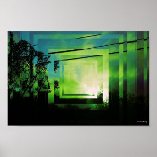 Póster Green Squares Poster 12" x 8"