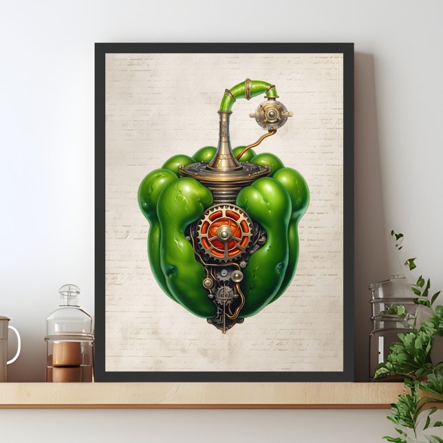 Póster Green Steampunk Bell pepper wall art, cocina (Subido por el creador)