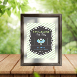 Póster Green Stripe Grab a Paddle Pickleball Party Sign