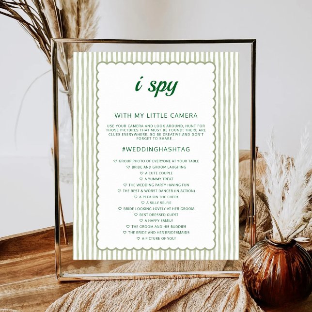 Póster Green Stripe I Spy Wedding Game Wedding Photo Hunt (Subido por el creador)