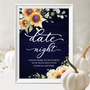 Póster Green Sunflowers Fall Date Night Jar Rótulo