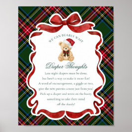 Póster Green Tartan Plaid Christmas Bear Diaper Thoughts