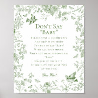 Green Toile De Jouy No Dice Juego De Baby Shower