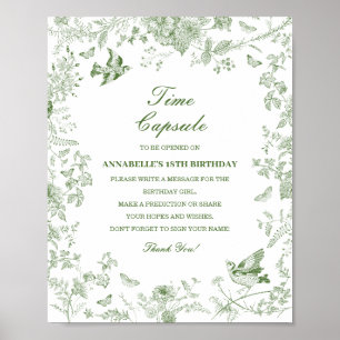 Póster Green Toile Floral Time Cápsula Baby Juego de Cump