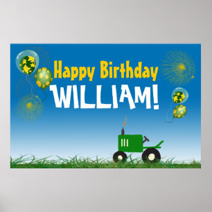 Póster Green Tractor Birthday Poster