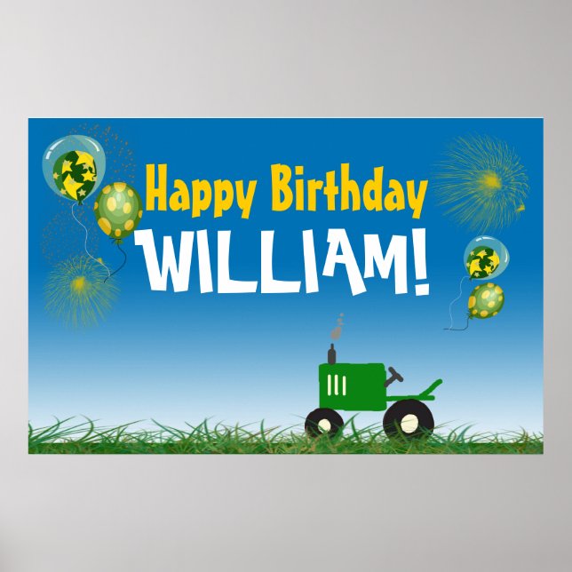 Póster Green Tractor Birthday Poster (Frente)