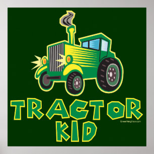 Póster Green Tractor Kid