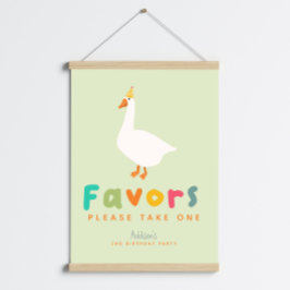Póster Green Two Silly Goose 2nd Birthday Favor Sign