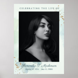 Póster Green Watercolor Butterfly Funeral Services