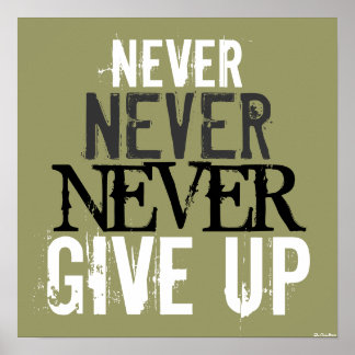 Póster Green White Black Never Never Never Give Up Poster