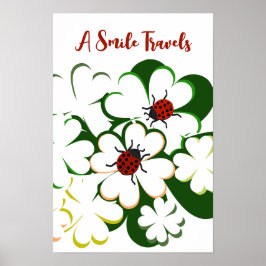 Póster Green & White Clover Lady Bug A Smile Viajes