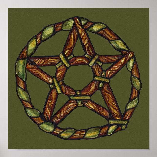 Póster Green Witch Pentacle Nature Wicca (Frente)
