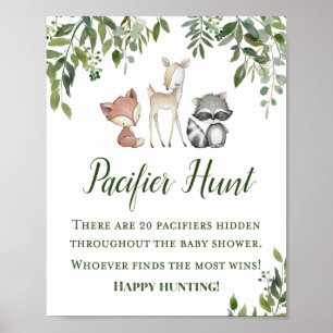Póster Green Woodland Table Game Sign - Pacifier Hun 8x10