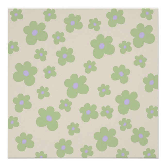 Póster Green Y2K Bold Wildflower Vibrante Spring Art (Anverso)