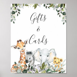 Póster Greenery Baby Safari Animals with Lion Baby Shower