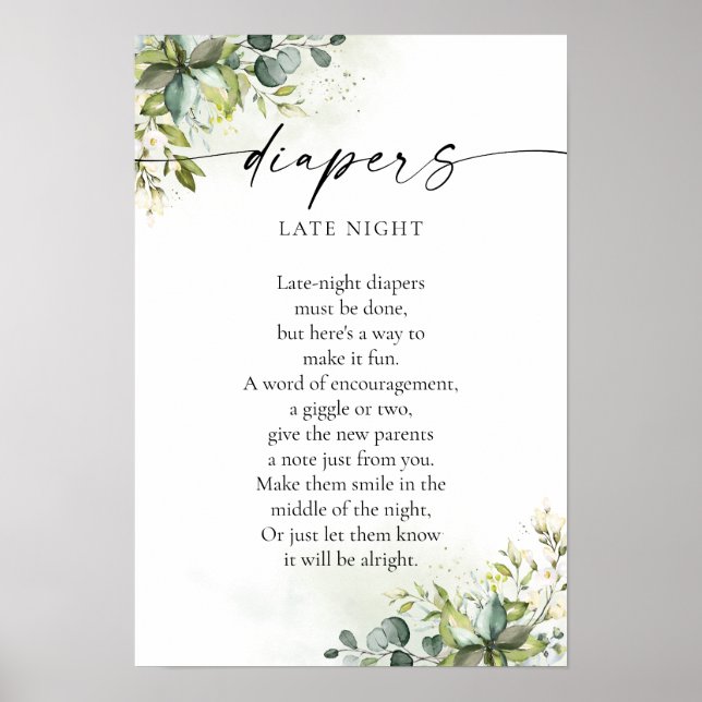 Póster Greenery Baby Shower Poster (Frente)