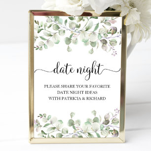 Póster Greenery Bridal Shower Date Night Jar Rótulo