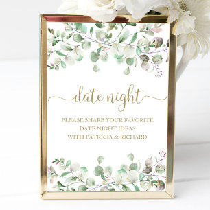 Póster Greenery Bridal Shower Date Night Jar Rótulo