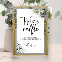 Póster Greenery Bridal Shower Wine Raffle Game Rótulo