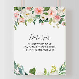 Póster Greenery Elegant Floral Date Jar Sign