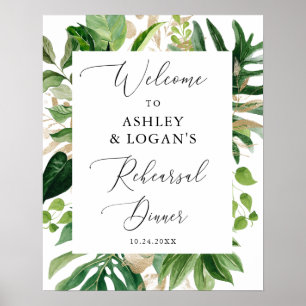 Póster Greenery Elegant Rehearsal Dinner Welcome