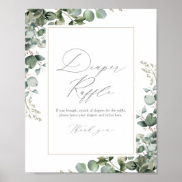 Póster Greenery Eucalyptus Baby Shower Diaper Raffle