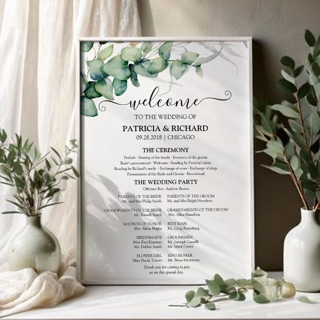 Póster Greenery Eucalyptus Boda Ceremonia Rótulo del prog (Subido por el creador)