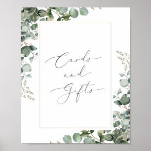 Póster Greenery Eucalyptus Bodas y Rótulo de Regalos