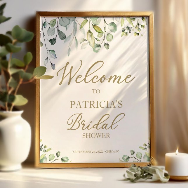 Póster Greenery Eucalyptus Bridal Shower Poster de bienve (Subido por el creador)