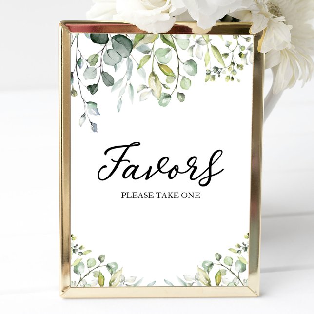 Póster Greenery Eucalyptus Calligraphy Favors Sign (Subido por el creador)