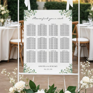 Póster Greenery Eucalyptus deja la tabla de asientos Boda