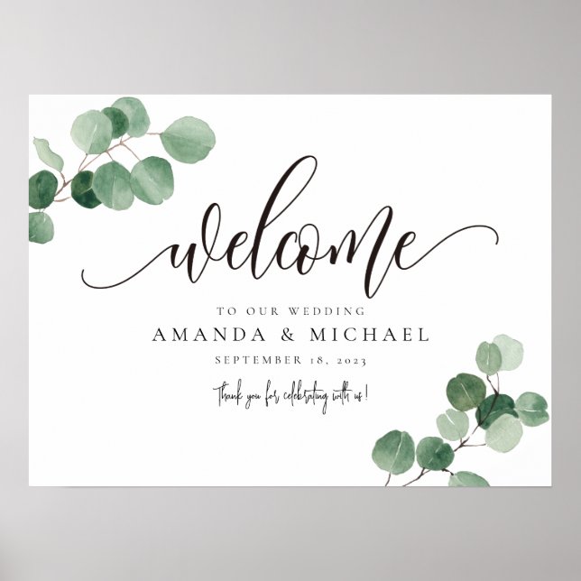Póster Greenery Eucalyptus Leaf Welcome SIgn (Frente)