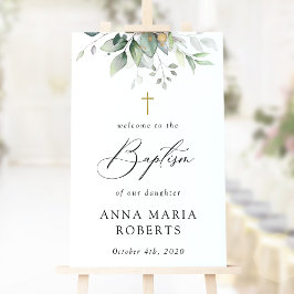 Póster Greenery, Eucalyptus Leaves, Boho, Baptism Welcome