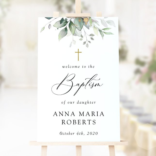 Póster Greenery, Eucalyptus Leaves, Boho, Baptism Welcome (Subido por el creador)