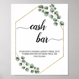 Póster Greenery Eucalyptus Rótulo Geometric Cash Bar