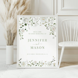 Póster Greenery Eucalyptus Wedding Welcome Sign Poster