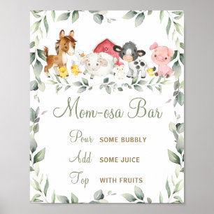 Póster Greenery Farm Barnyard Animals Momosa Mimosa Bar