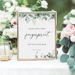 Póster Greenery Fingerprint Boda Rótulo del libro de invi