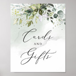 Póster Greenery foliage leaves boho cards and gifts sign