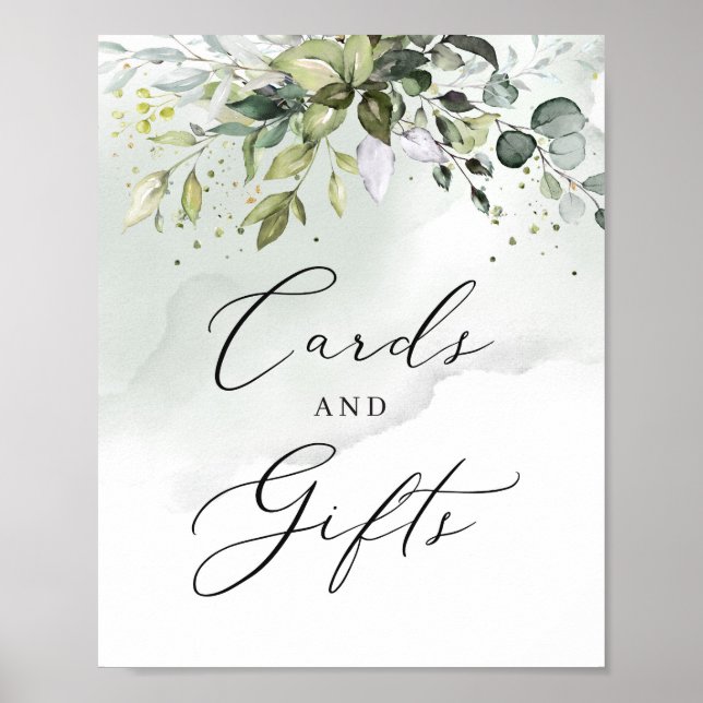 Póster Greenery foliage leaves boho cards and gifts sign (Frente)