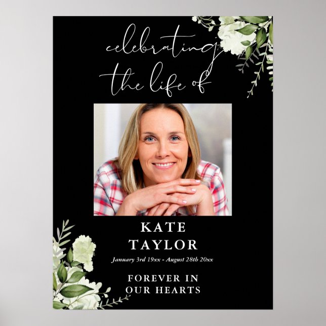 Póster Greenery Memorial Celebration Of Life Photo (Frente)