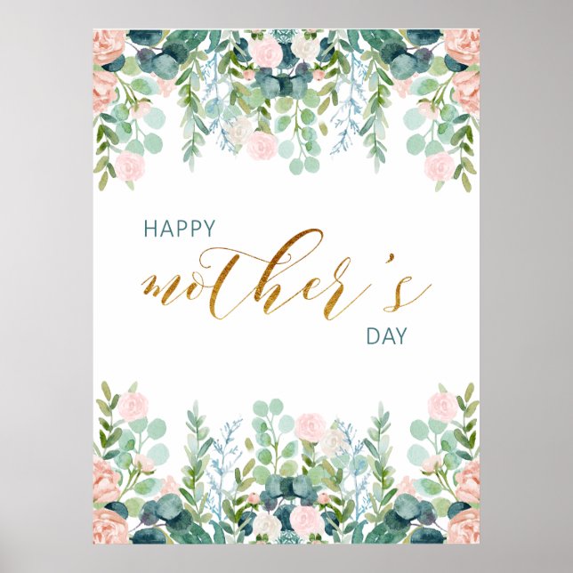 Póster Greenery Mother's Day Greeting Card (Frente)