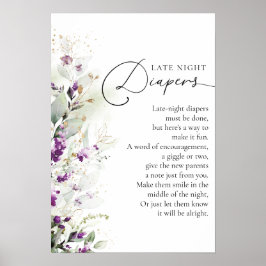 Póster Greenery Purple Lilac Poster de Baby Shower