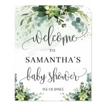 Greenery succulent baby shower welcome sign